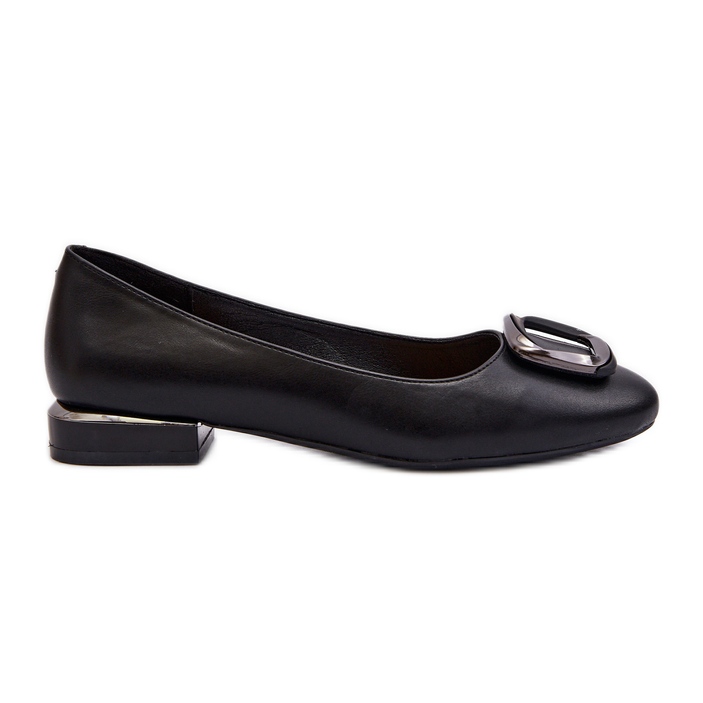 Sergio Leone BL203 Black Buckle Ballet Flats