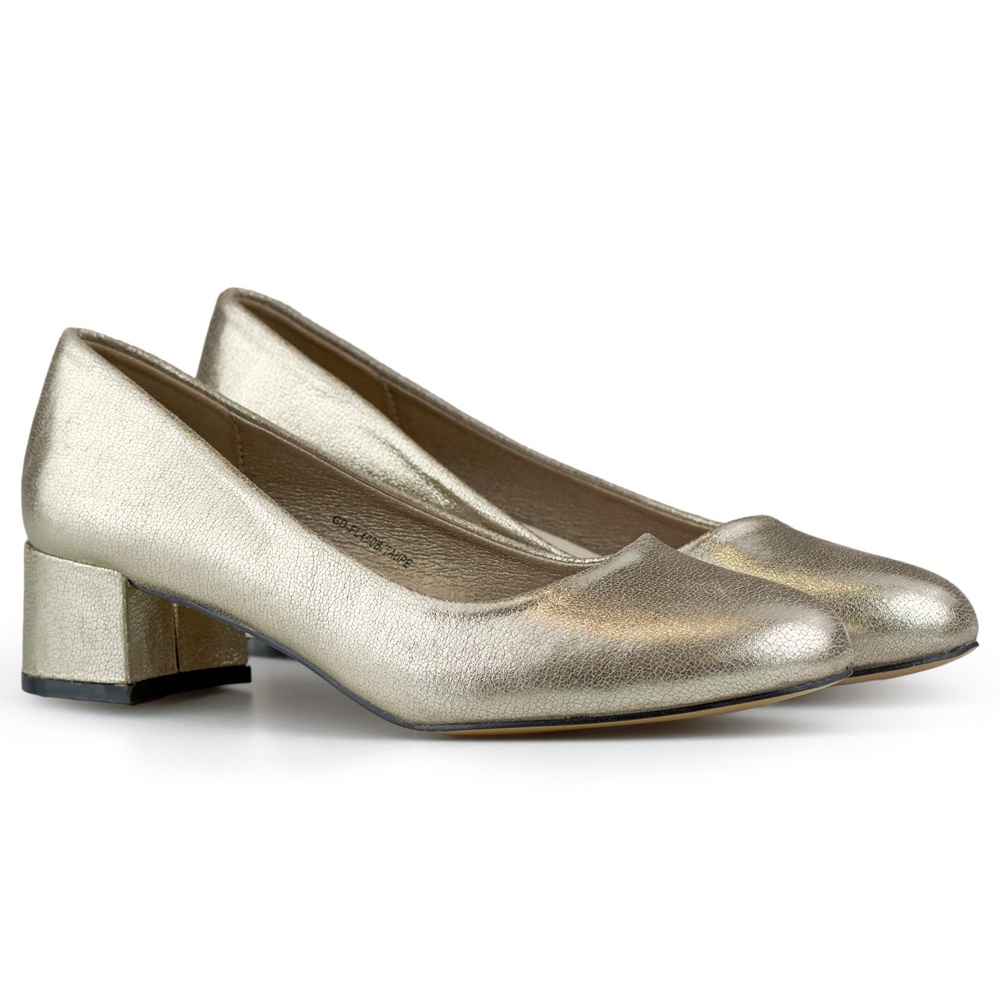 Gold round toe deals pumps
