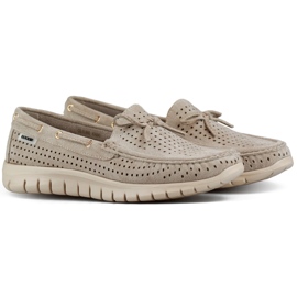 Openwork beige women's moccasins, comfortable, comfortable women's moccasins