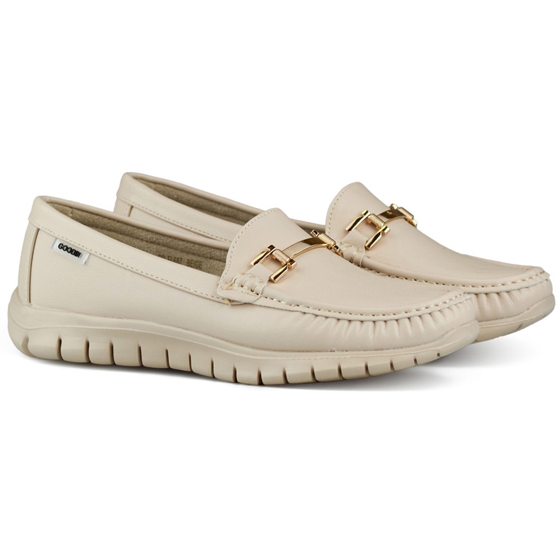 Comfortable soft beige women's loafers