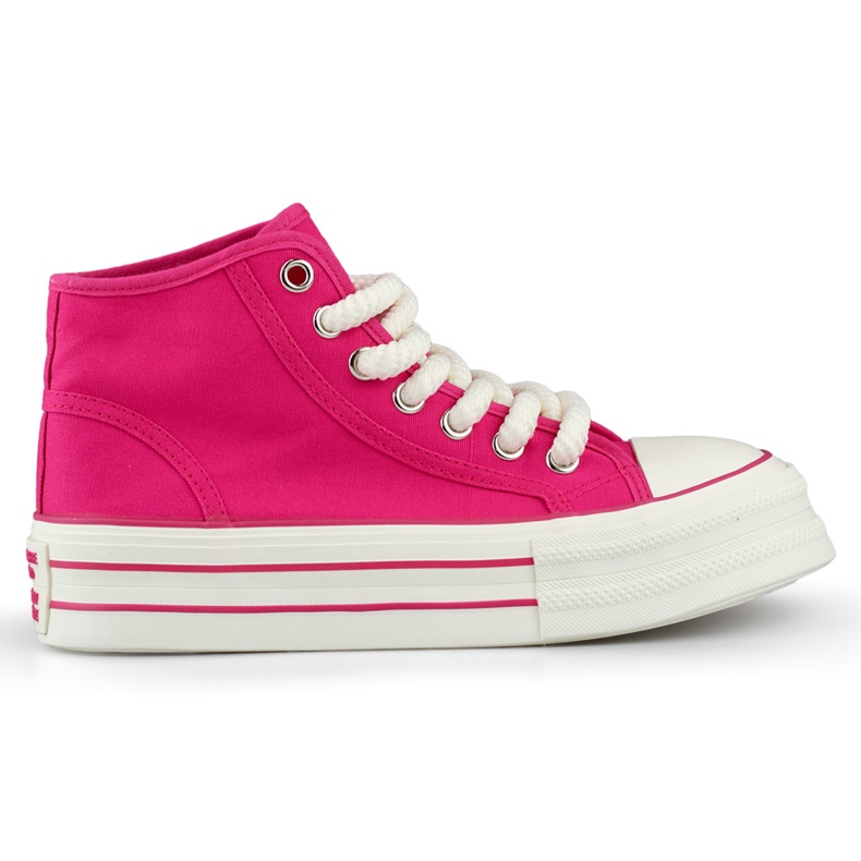 Pink sneakers with a thick sole, women's high-top sneakers Pink sneakers with a thick sole, women's high-top sneakers