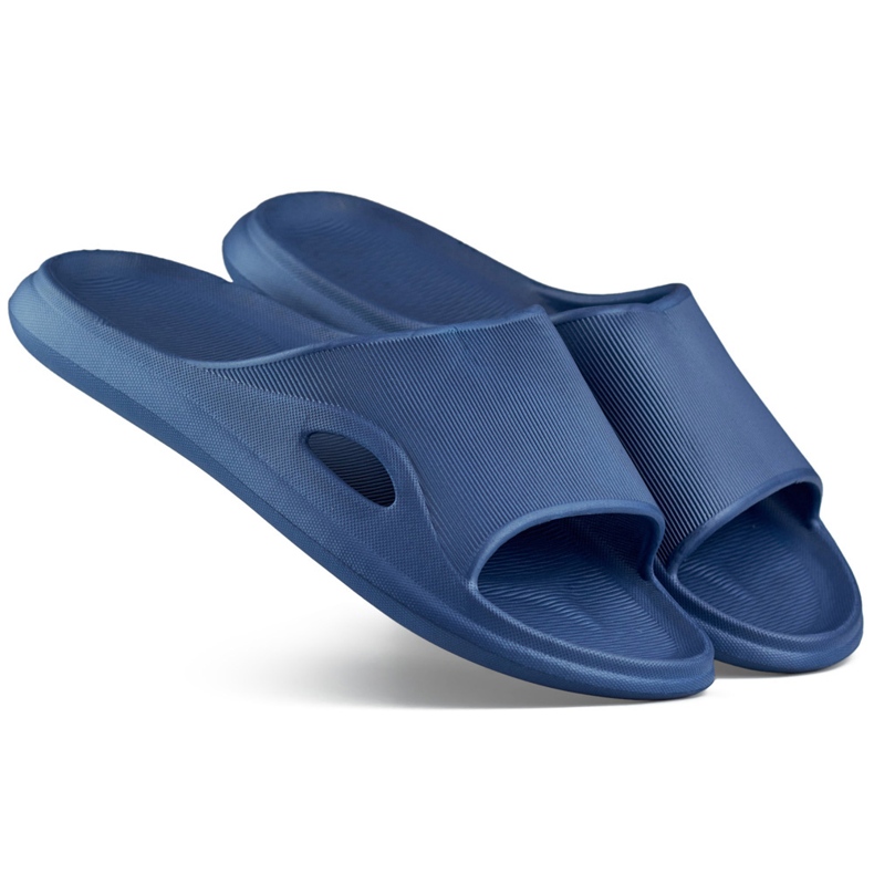 Women's navy blue pool flip-flops and boys' pool flip-flops