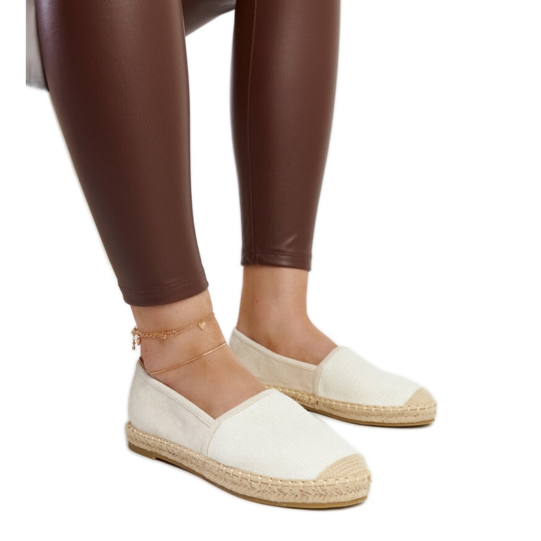 Light beige espadrilles with a shine on the Ming platform