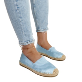 Sky blue espadrilles with a shine on the Caithlin platform