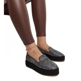 Black espadrilles decorated with silver thread from Havin