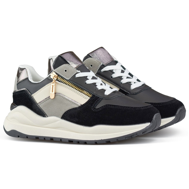 Women's casual sports shoes, black sneakers