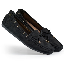 Black casual women's moccasins, suede, comfortable women's moccasins Black casual women's moccasins, suede, comfortable women's moccasins