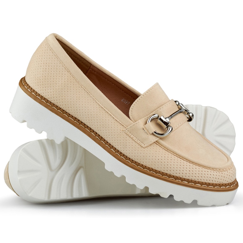 Beige women's platform shoes