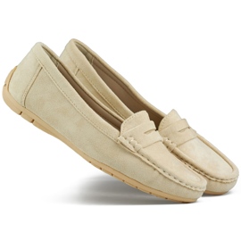 Beige comfortable women's suede moccasins Beige comfortable women's suede moccasins
