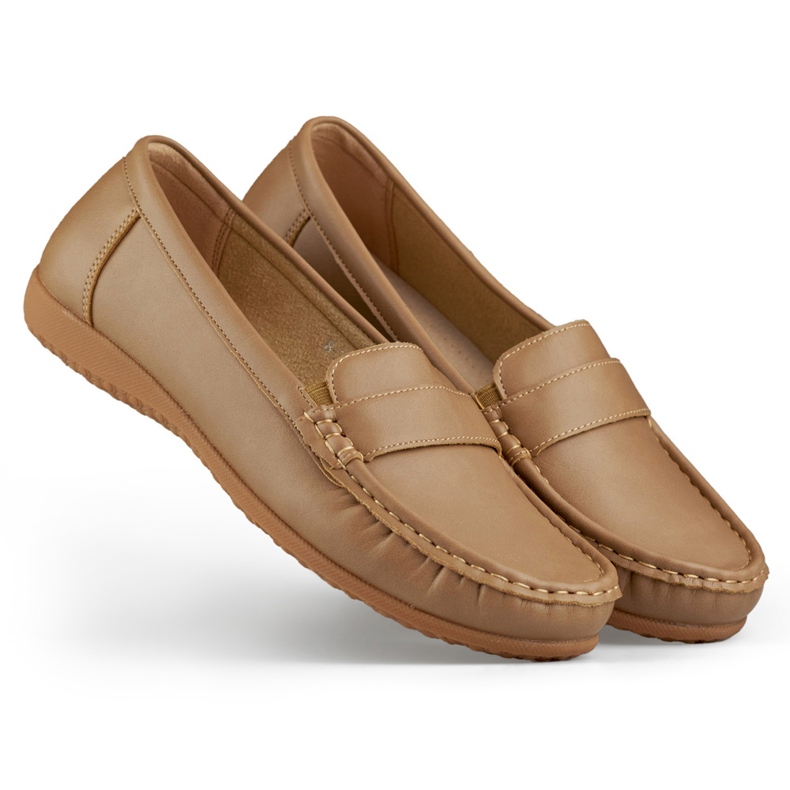 Dark beige comfortable women's moccasins