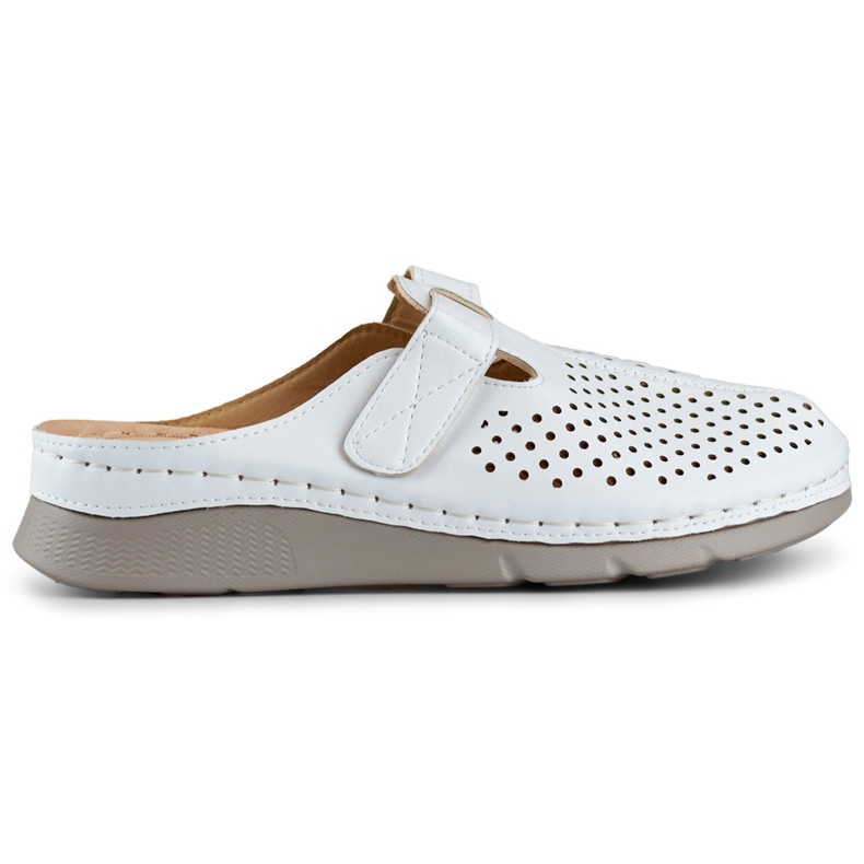 Comfortable women's health flip-flops, openwork flip-flops, white Velcro flip-flops