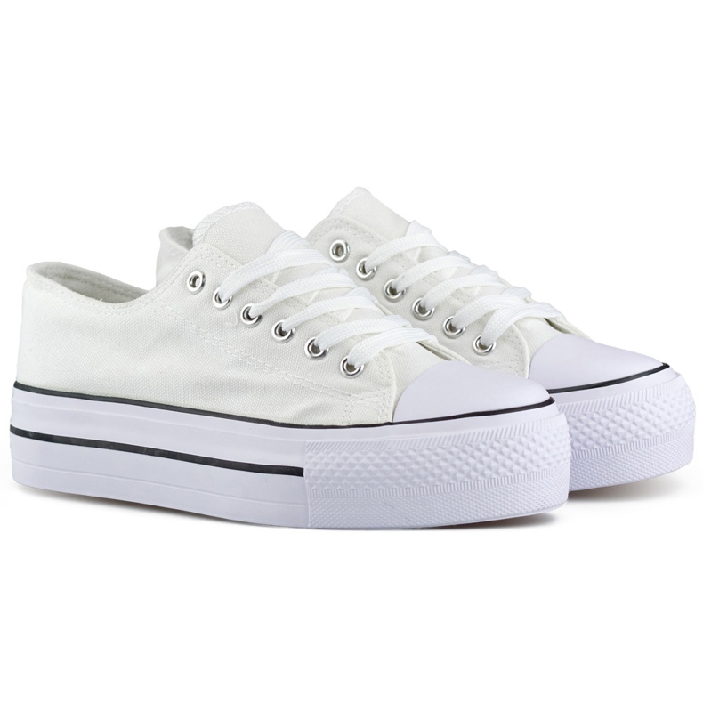 White sneakers with a thick sole, classic white women's sneakers White sneakers with a thick sole, classic white women's sneakers
