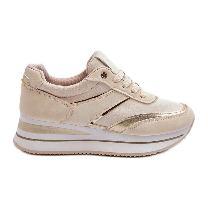 Women's Sports Shoes, Platform Sneakers, Beige Atnarama