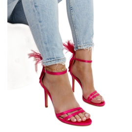 Pink sandals with feathers from Adalgisio