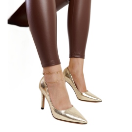 Wines gold patent stilettos golden