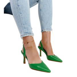 Green open heel Fontanile high heels