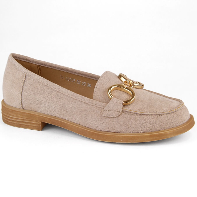 Suede women's shoes, low-heeled moccasins, beige Vinceza 58235 Suede women's shoes, low-heeled moccasins, beige Vinceza 58235