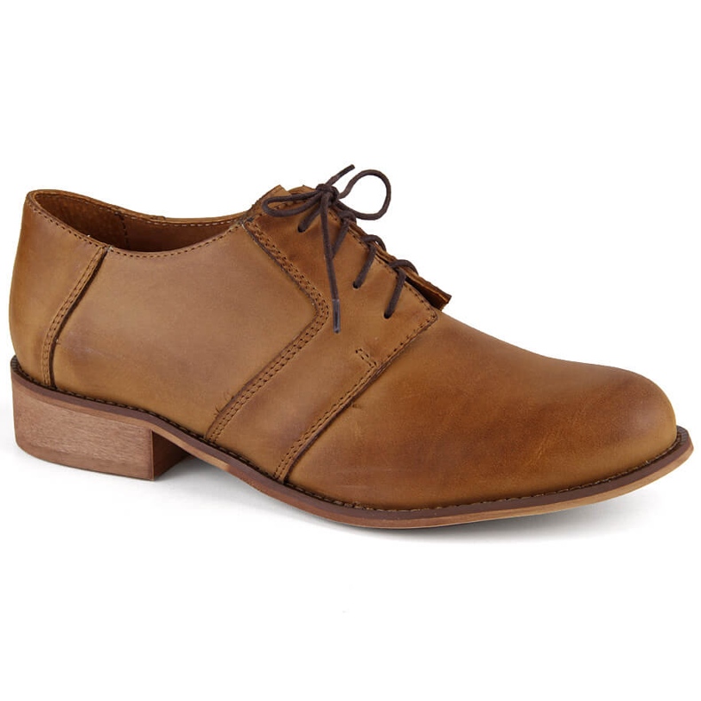 Women's brown leather lace-up shoes by Dolce Pietro