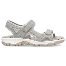 Comfortable women's sports sandals with velcro, gray Rieker 68866-40 grey Comfortable women's sports sandals with velcro, gray Rieker 68866-40 grey