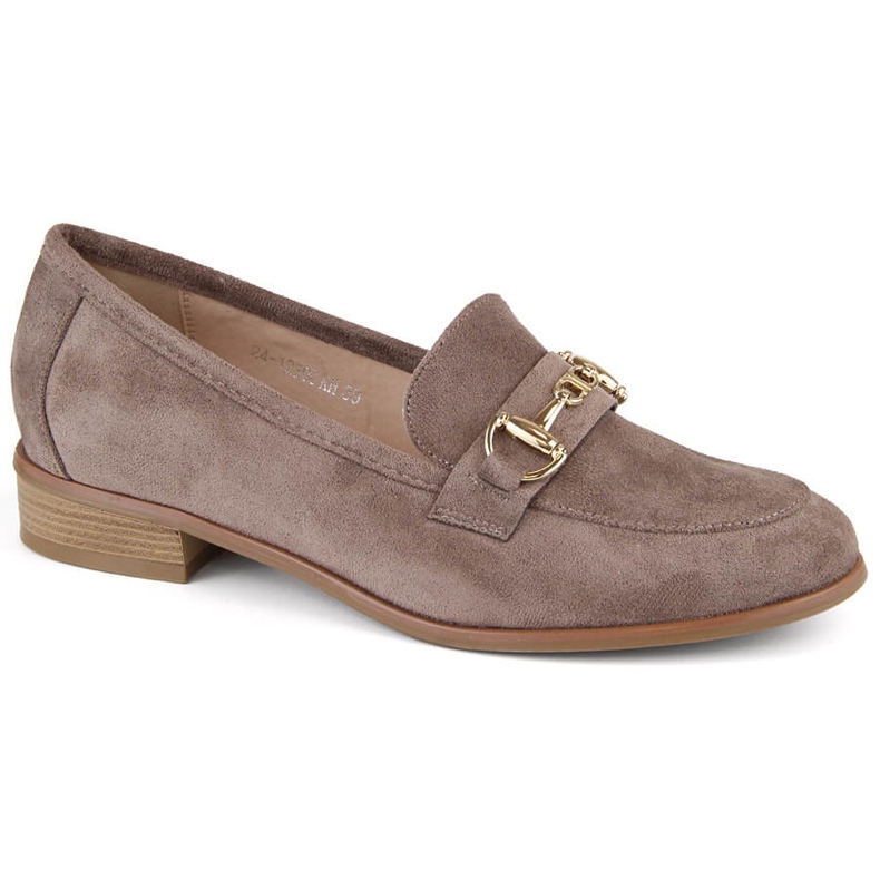 Women's brown suede low-heeled shoes Potocki SZ12300