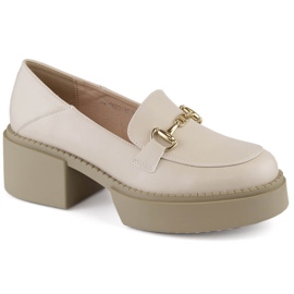 Women s shoes women s moccasins with a high heel and a platform beige McKeylor KeeShoes