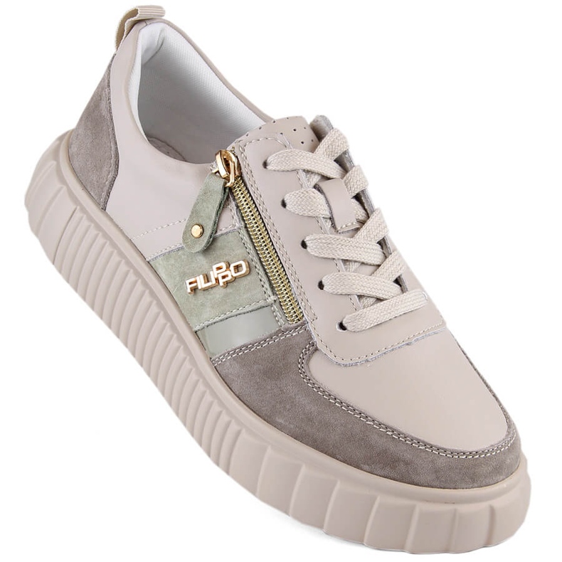 Beige women's leather shoes on the platform Filippo DP6121