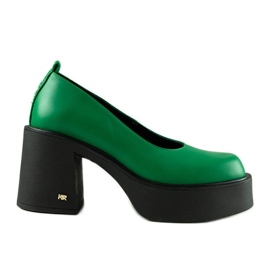 Green leather pumps from Karino