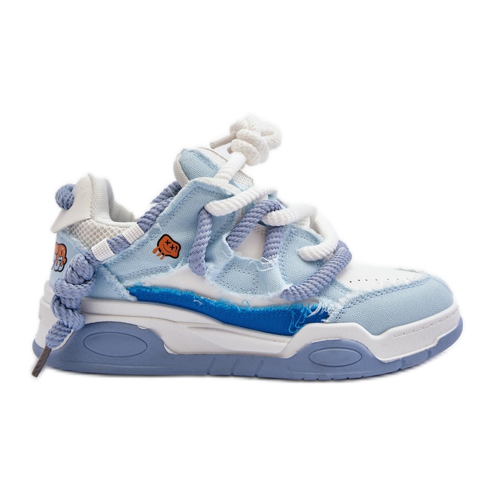 Women's Sneakers With Thick Lacing, Blue Miatora