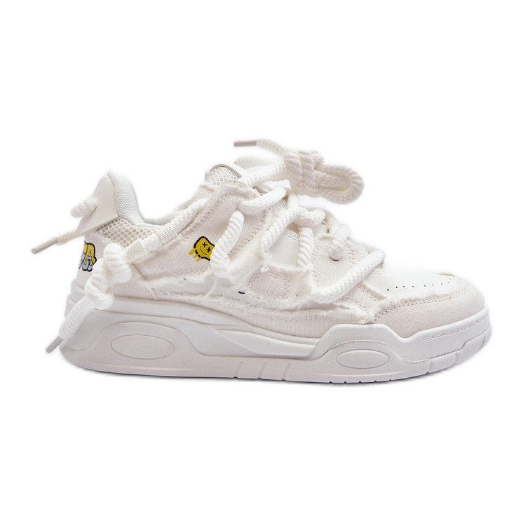 Women's Sneakers With Thick Lacing White Miatora