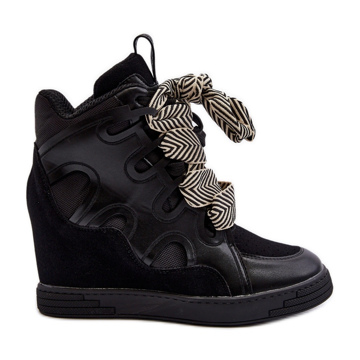 Women's Wedge Sneakers Black Leoppa