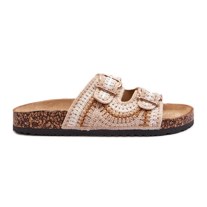 Women's flip-flops with a cork sole, Beige Fannea