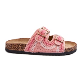 Women's flip-flops with a cork sole, Pink Fannea