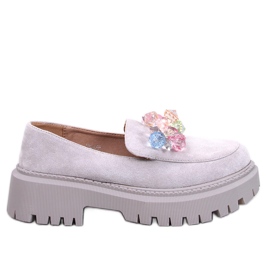 Stefani Gray beaded platform loafers grey