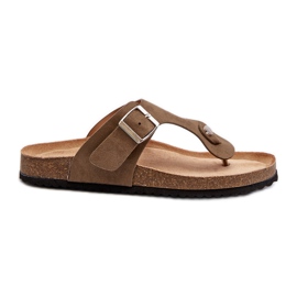Women's flip-flops with a cork, dark green, Elina