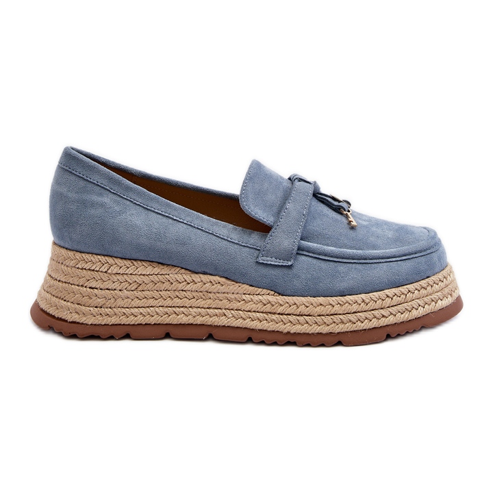 Women's Moccasins with a Braided Sole, Blue Torresia