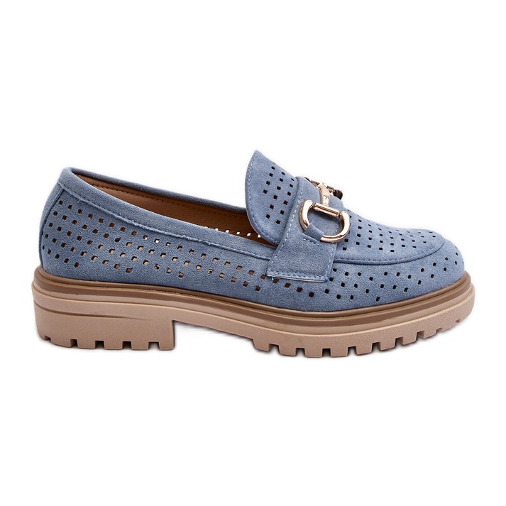Women's Openwork Moccasins With Decoration, Blue Talesse