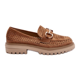 Women's Openwork Moccasins With Camel Talesse Decoration brown