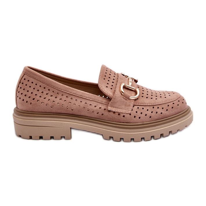 Women's Openwork Moccasins With Decoration, Pink Talesse