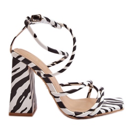 Fashionable White and Black High Heel Sandals Josette Fashionable White and Black High Heel Sandals Josette