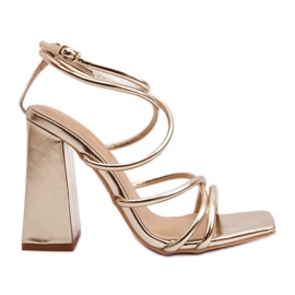 Fashionable Josette Gold High Heel Sandals golden