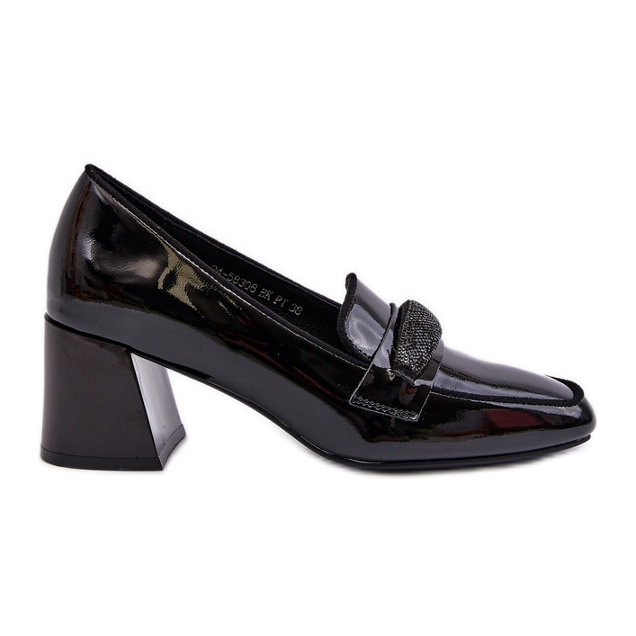 Vinceza Patent leather pumps with decoration, Black Samassa Vinceza Patent leather pumps with decoration, Black Samassa