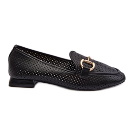 Women's Flat Heel Moccasins With Decoration, Black Iluvana