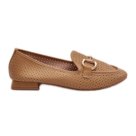 Women's Flat Heel Moccasins With Camel Iluvana Decoration brown