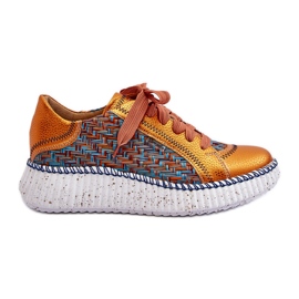 Leather Women's Sports Shoes Maciejka 06327-18 Orange Leather Women's Sports Shoes Maciejka 06327-18 Orange