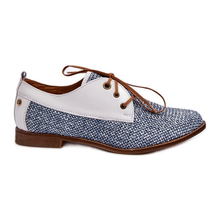 Women's Leather Flat Shoes Maciejka 06461-17 Blue