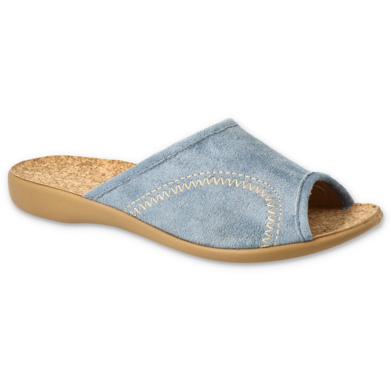 Befado women's slippers with cork PU insert 254D139 blue