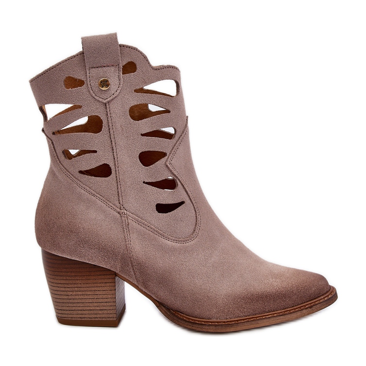 Leather Ankle Boots With Cutouts Maciejka 06412-04 Beige