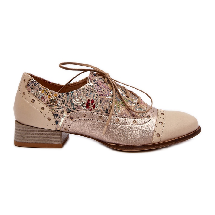 Women's Leather Shoes With Decorated Upper Maciejka 06408-04 Beige