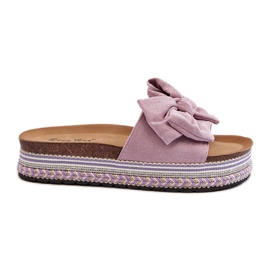 Women's Platform Flip-Flops With a Bow, Purple Evatria