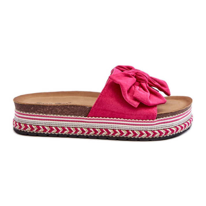 Women's Flip-flops On A Platform With A Bow Fuchsia Evatria pink